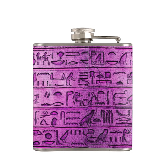 Aangepaste oude Egyptische Hieroglyphs Paarse fles Heupfles (Achterkant)