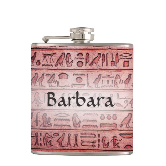 Aangepaste oude Egyptische Hieroglyphs Red Flask Heupfles (Voorkant)