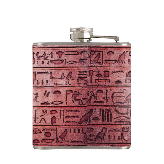 Aangepaste oude Egyptische Hieroglyphs Red Flask Heupfles (Achterkant)
