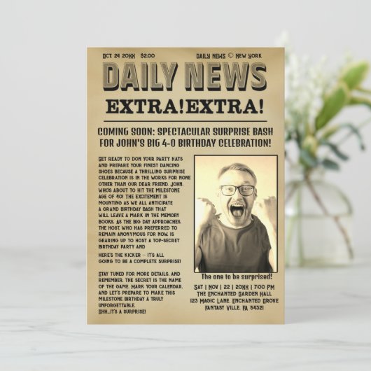 Aangepaste oude kranten parodie cover kaart (Staand voorkant)