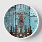 Aangepaste oude Rustic Aqua Wood Chandelier (Voorkant)