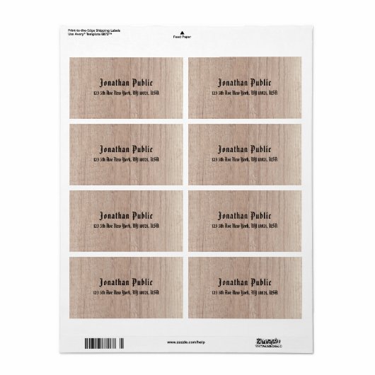 Aangepaste, oude stijl Tekst met bruin hout Etiket (Full Sheet)