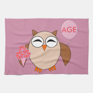 Aangepaste ouderdag voor orthday Owl Towel Theedoek