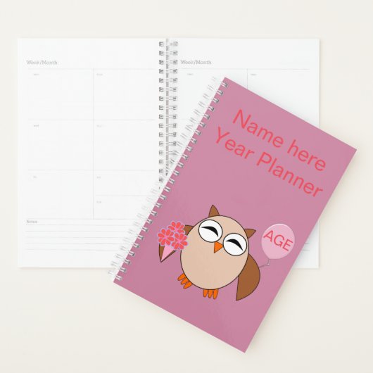 Aangepaste ouderdag voor orthday Owl Weddenschap Planner (Display)