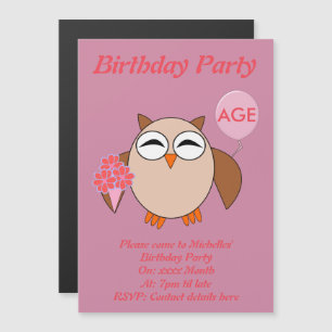 Aangepaste ouderdom voor vogeldag Owl Party nodigt Magnetische Uitnodiging