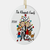 Aangepaste ouders, jongen, hond, kat-feestdag keramisch ornament (Rechts)