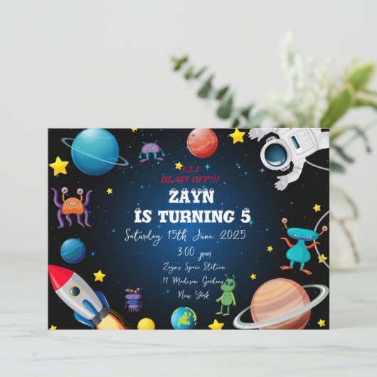 Aangepaste Out of Space Verjaardag Flat Kaart (Staand voorkant)