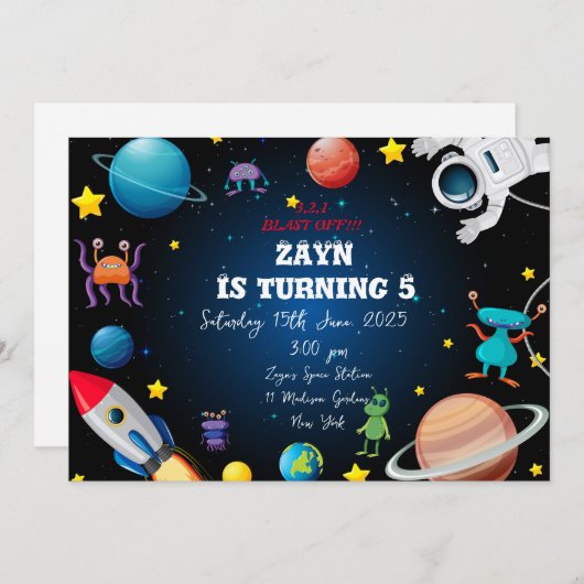 Aangepaste Out of Space Verjaardag Flat Kaart (Voorkant / Achterkant)