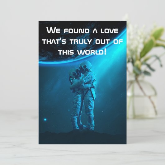 Aangepaste "Out of this world" Uitnodiging voor ee (Staand voorkant)