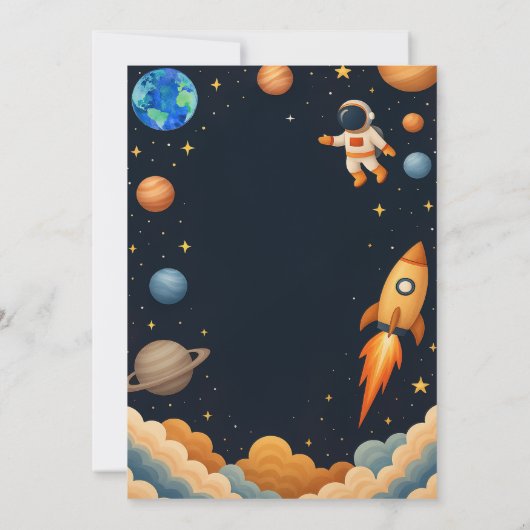 Aangepaste Outer Boy Blast Off Rocket Ship Verjaar Kaart (Achterkant)