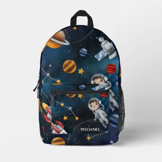 Aangepaste Outer Space Galaxy Shuttle Bedrukte Rugzak (Voorkant)