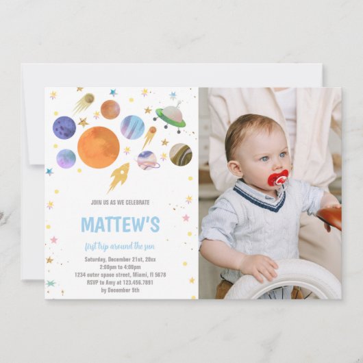 Aangepaste Outer Space Party Uitnodigen Kaart (Voorkant)