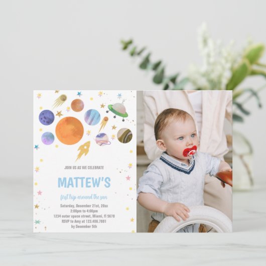Aangepaste Outer Space Party Uitnodigen Kaart (Staand voorkant)
