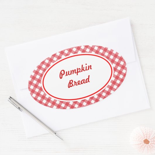 Aangepaste Oval Gingham Keuken Bakken Stickers (Envelop)