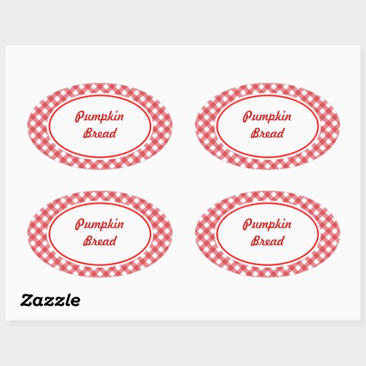 Aangepaste Oval Gingham Keuken Bakken Stickers (Vel)