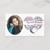 Aangepaste ovale foto Kleurrijke Tree Heart Art Visitekaartje (Voorkant)