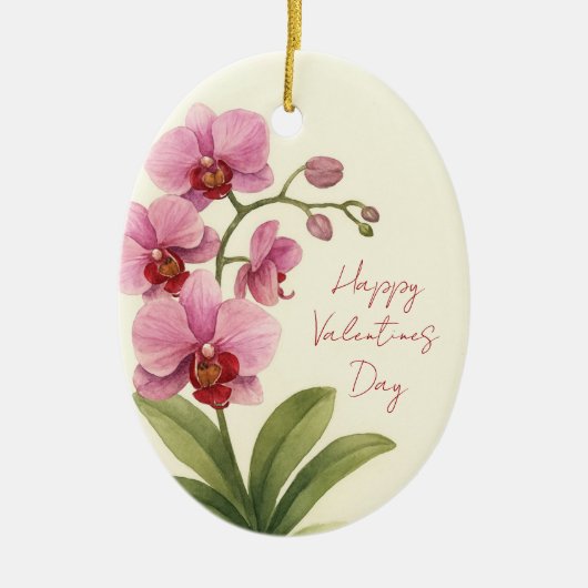 Aangepaste ovale keramische ornament met orchidee (Voorkant)