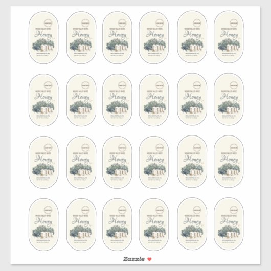 Aangepaste Ovale Sticker 12oz Honingcilinder Honin (Vel)
