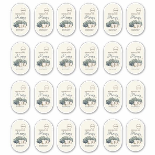 Aangepaste Ovale Sticker 12oz Honingcilinder Honin (Voorkant)