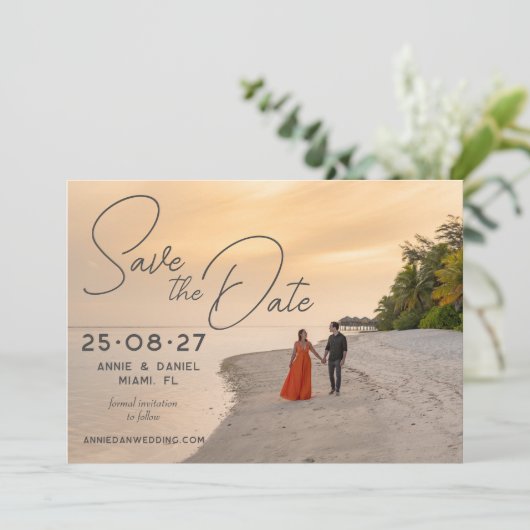 Aangepaste overlay voor bruiloft bestemming save the date (Staand voorkant)