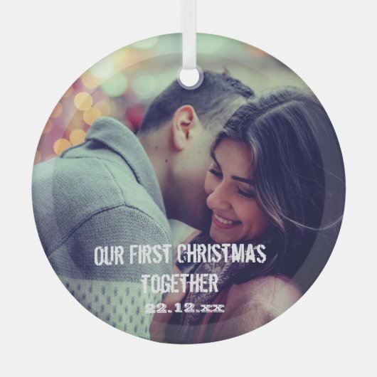 Aangepaste overloopfoto-Feestdagen bevestigen Glas Ornament (Voorkant)