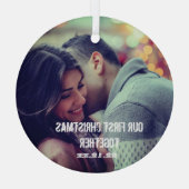 Aangepaste overloopfoto-Feestdagen bevestigen Glas Ornament (Achterkant)