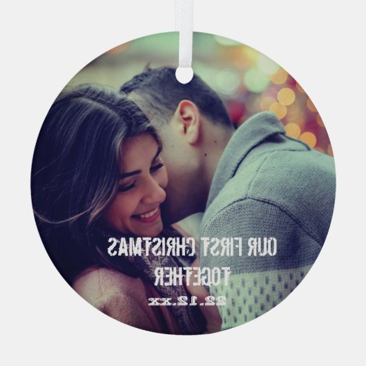 Aangepaste overloopfoto-Feestdagen bevestigen Glas Ornament (Achterkant)