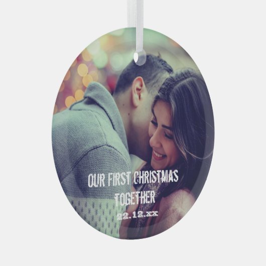 Aangepaste overloopfoto-Feestdagen bevestigen Glas Ornament (Voorkant Rechts)