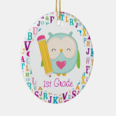 Aangepaste Owl-lerarenversienummer 1e graad Keramisch Ornament (Rechts)