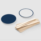 Aangepaste Oxford Blue + White Round Event Fans Handwaaier (Niet-gemonteerd)