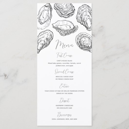 Aangepaste Oyster Party Wedding Menu (Voorkant)
