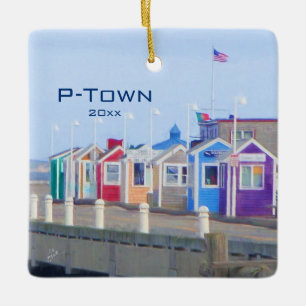 Aangepaste P-Town Provincetown Travel Photo Modern Keramisch Ornament