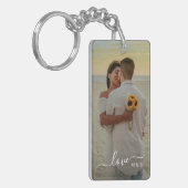 Aangepaste paar Afbeeldingen en eenvoudige liefde Sleutelhanger (Voorkant Links)