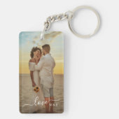Aangepaste paar Afbeeldingen en eenvoudige liefde Sleutelhanger (achterkant)