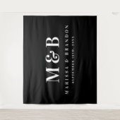 Aangepaste paar bruiloft Monogram Initialen Banner Wandkleed (Voorkant)