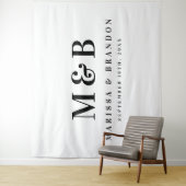 Aangepaste paar bruiloft Monogram Initialen Banner Wandkleed (In situ)