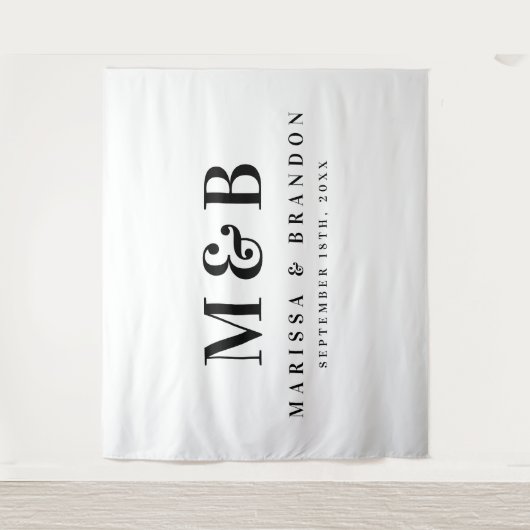 Aangepaste paar bruiloft Monogram Initialen Banner Wandkleed (Voorkant)