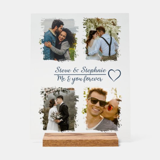 Aangepaste paar foto collage met elke tekst acryl bord (Voorkant)