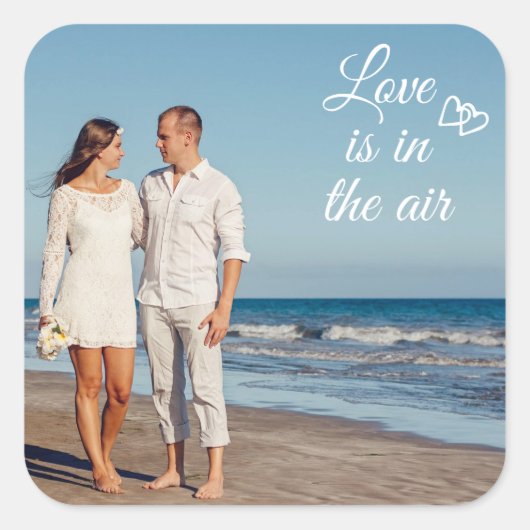Aangepaste paar foto gepersonaliseerde sjabloon st vierkante sticker (Voorkant)