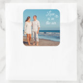 Aangepaste paar foto gepersonaliseerde sjabloon st vierkante sticker (Tas)