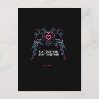 Aangepaste paar jubileum neon papegaaien winter ho briefkaart