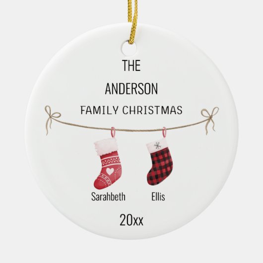 Aangepaste paar kousen Namen Kerst Ornament (Voorkant)