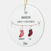 Aangepaste paar kousen Namen Kerst Ornament (Links)