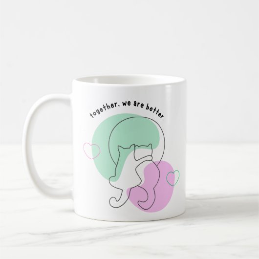 Aangepaste paar mok, Samen zijn we beter, Cat mok (Links)
