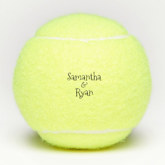 Aangepaste paar namen Leuk lettertype Tennisballen (Voorkant)