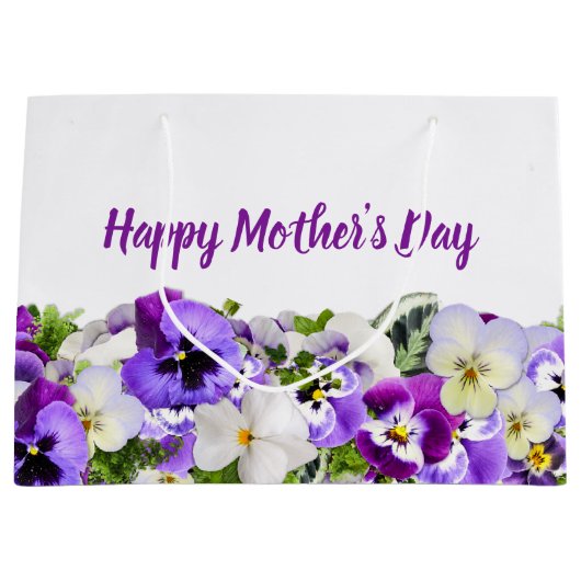 Aangepaste paarbloemen Happy Moederdag Groot Cadeauzakje (Voorkant)