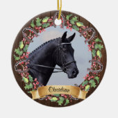 Aangepaste Paard Foto Rustiek Hout Kerstmis Keramisch Ornament (Voorkant)