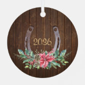 Aangepaste Paard Foto Rustieke Kerstmis Metalen Ornament (Achterkant)