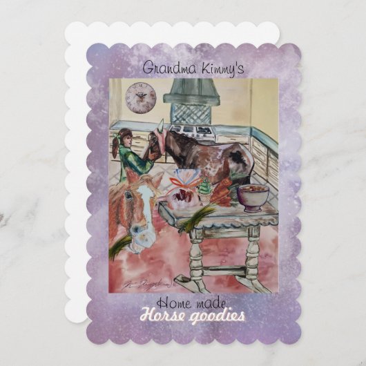 Aangepaste paard goodies label uitnodiging (Voorkant / Achterkant)