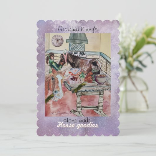 Aangepaste paard goodies label uitnodiging (Staand voorkant)